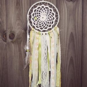 Whimsical 5" Green Heart Charm Doily Dreamcatcher